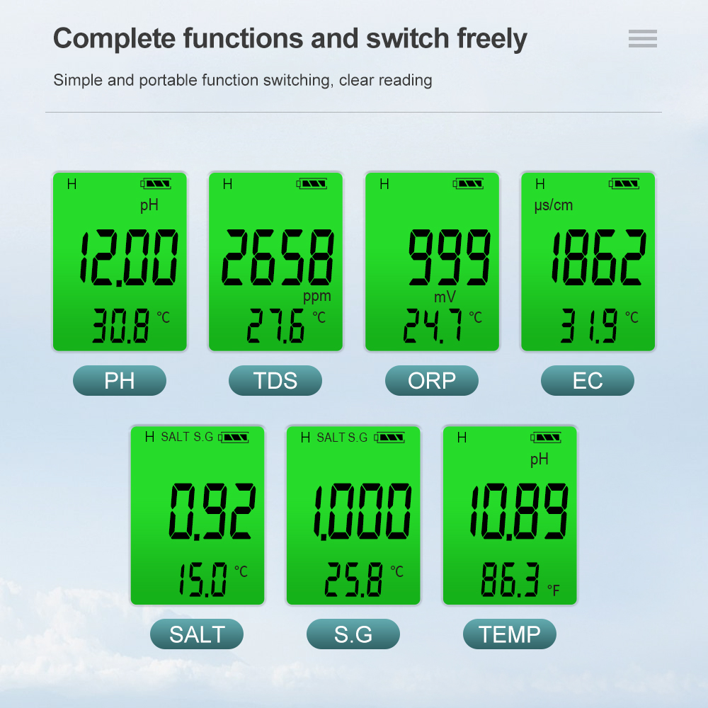 7 In 1 Digital Water Quality T - огляд і ціна Ph Meter Digital Water Tester