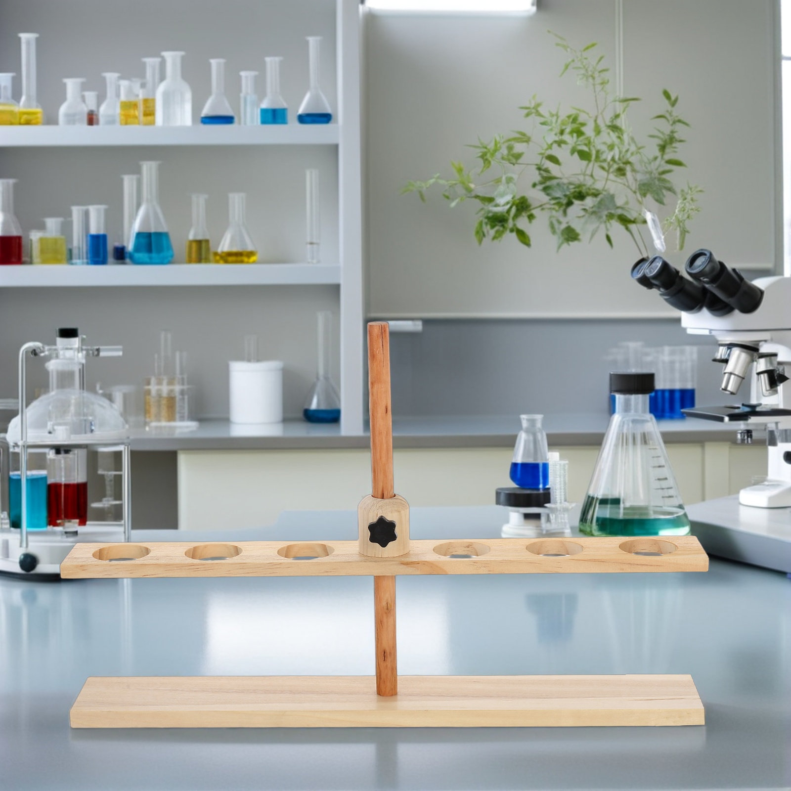 6 Hole Wooden Funnel Stand Adj - огляд і ціна Lab Equipment